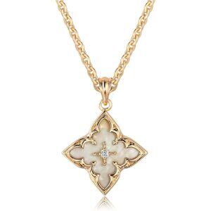 Gold Clover Necklace for Women - 14K Gold Plated CZ Pendant, Adjustable Choker